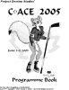 A drawing of Foxee ready for a round of pond hockey drawn for the 2005 C-ACE Convention Book Cover Contest