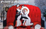 Valentine and Velvet are exchanging Christmas gifts while riding in a one-horse open sleigh in the 2006 Christmas Card