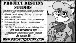 A business card-sized print advertisement for Project Destiny Studios featuring Rosie Sinclair