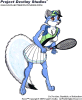 Foxee playing tennis and having a good time
