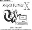 A t-shirt design for the Mephit FurMeet X convention's t-shirt contest showing Tiffany the cartoon skunk parodying some of Apple Computer's past advertising campaigns.